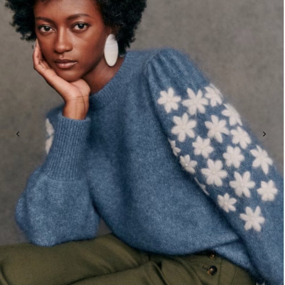 NWT Sezane Luke Jumper in Faded Blue / Cream (size small)